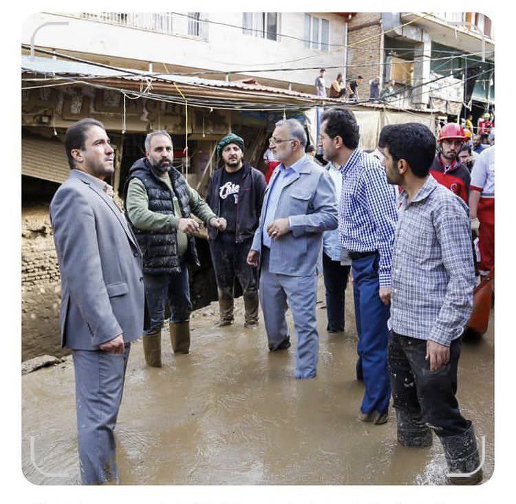 (تصاویر) حضور زاکانی در گل و لای امام زاده داوود حاشیه‌ساز شد